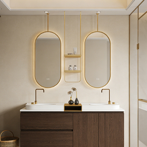 Miroir intelligent suspendu au plafond <span class=keywords><strong>de</strong></span> <span class=keywords><strong>salle</strong></span> <span class=keywords><strong>de</strong></span> <span class=keywords><strong>bain</strong></span> <span class=keywords><strong>de</strong></span> forme ronde moderne avec cadre en acier inoxydable et éclairage LED pour hôtel et salon - Product Image 5