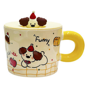 Tasse en céramique Zuo Mu avec couvercle et cuillère, résistante à la chaleur, peinte à la main, pour le café au bureau, le petit-déjeuner, cadeau pour femme, hiver 2025 - Product Image 4