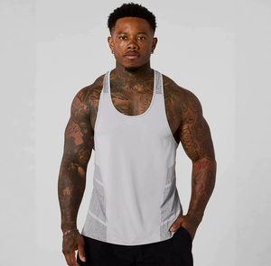 Breathable Men's Fitness I-shaped <b>Vest</b> Knitted Sporty <b>Sweat</b>-Absorbent Quick-Drying Sports Sleeveless Top Factory OEM Processing - Product Image 3