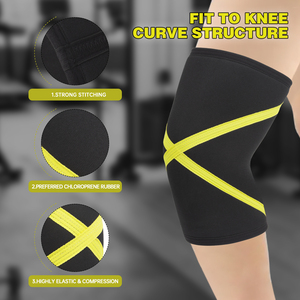 LADYGLOW-Genouillère de compression avec logo personnalisé, soutien pour genouillère d'haltérophilie, fitness, noir, 7mm, <span class=keywords><strong>crossfit</strong></span> - Product Image 3