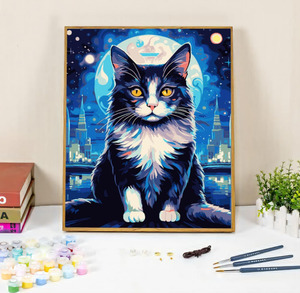 Kit de <span class=keywords><strong>Pintura</strong></span> por Números de Gatos de Dibujos Animados sobre Lienzo, <span class=keywords><strong>Pintura</strong></span> al Óleo Digital Hecha a Mano para Decoración del Hogar - Product Image 5