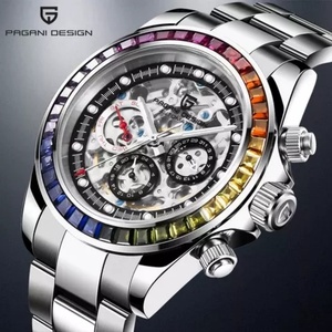 PAGANI Design 1653 Zircon Diamond Bezel Mens Mechanical Wrist Watch Luxury <b>Automatic</b> Watch for Men - Product Image 2