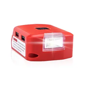 Batterij Adapter Oplader 18V Lithium Ion Batterij Usb Stroombron Met Poort Dc Led Licht Voor Milwaukee