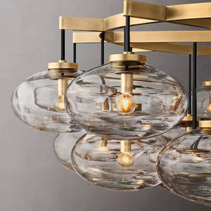 60" Larrge Round Clear Oval Glass Shade Chandelier Villa Decoration Modern Design Handblown Globes Glass Luxury Big Chandelier - Product Image 4