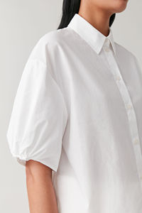 Tongrui all'ingrosso scatola misura colletto a punta lunghezza del gomito a sbuffo con dettaglio drappeggiato <span class=keywords><strong>camicia</strong></span> di cotone donna - Product Image 3