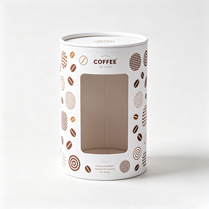 Custom Printed Round Paper Cylinder Tube With Clear <b>Window</b> Durable Box For Coffee Bean Commercial Packing - Product Image 5