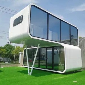 Maisons modulaires en verre préfabriquées, flottant, maison, usine directe,