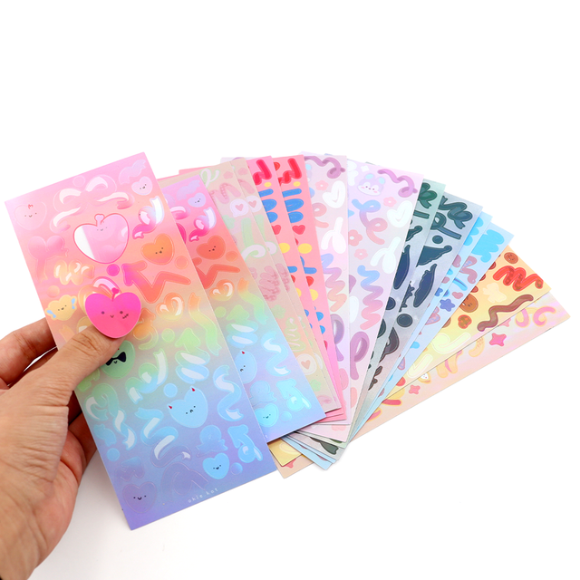 Custom Full Color Design Kiss Cut Sticker Sheet Funny Smooth Holographic Sticker for Laptop Keyboard