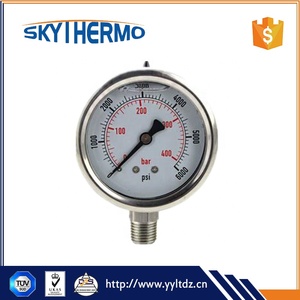 Manômetro de Pressão com Tubo Bourdon Preenchido com Líquido em Aço Inoxidável Padrão Conexão Inferior Manômetros de Vácuo - Product Image 6