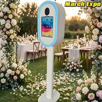 Photomaton ovale en métal blanc et noir adapté aux iPad de 10,9/11/12,9/13 pouces, idéal pour les mariages et les fêtes