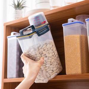 Récipient de stockage de riz scellé transparent distributeur d'aliments secs pour céréales avec tasse à mesurer - Product Image 2