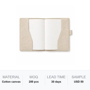 Housse de carnet en toile rechargeable avec boucle pour stylo, personnalisable avec logo, idéale comme cadeau d'entreprise en gros - Product Image 6