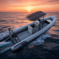 Bateau pneumatique semi-rigide (RIB) CE Certifié REBO Sport Rhib760 SP RIB 760 en fibre de verre avec moteur, double pont en Hypalon/PVC, coque en aluminium, 25 pieds, capacité de 13 personnes