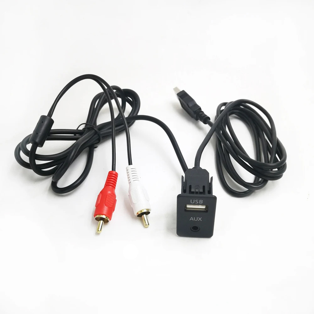 Car RCA Cable Adapter Switch 3.5mm Audio Jack AUX USB Cable Extention Mount Panel RCA Cable for for Toyota Volkswagen