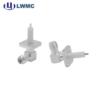 Conector RF Plateado Personalizado por el Fabricante, Receptáculo SMA Hembra R/A de 4 Orificios con Brida, Resistente al Desgaste y de Baja Pérdida