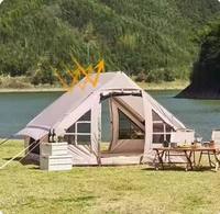 Grande tente gonflable automatique de luxe, imperméable, en coton, portable, pour le camping en plein air, abri épais résistant à la pluie