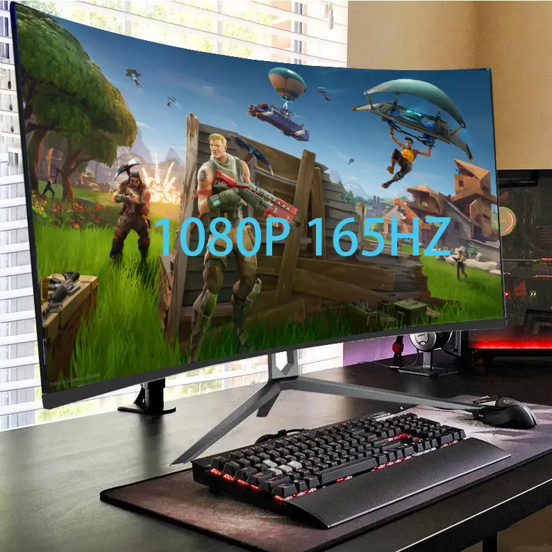 Tecmiyo New Product 27 Inch Monitor Black 1920*1080 Led Screen 144hz Computer Curve Gaming Pc Monitor