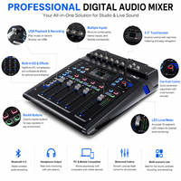 Console de mixage audio numérique compacte 10 canaux avec écran tactile et contrôle Wi-Fi, 6 entrées, 2 sorties auxiliaires pour sonorisation en direct et système PA