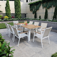 Ensemble de salle à manger extérieur BHR au design européen moderne et imperméable, table en aluminium, fauteuil, mobilier de jardin, cour et patio de villa