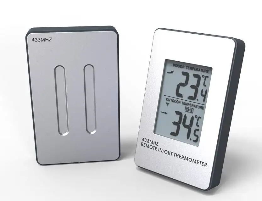 433 Mhz Clear Display Wireless Thermometer With Indoor Outdoor Temperature and Trend Icon