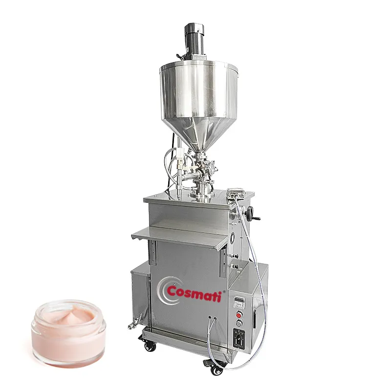 Máquina de llenado semiautomática COSMATI, Mini productos de cera líquida, pasta de crema gruesa, máquina de llenado de calentamiento y mezcla en caliente
