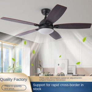 Ventilador de techo silencioso de frecuencia de hierro con motor CC de 42-52 pulgadas, 5 aspas, montado en el hogar, escandinavo, con luz LED y control remoto - Product Image 2