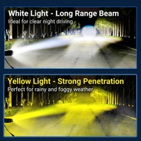 Barre lumineuse LED pour calandre, 8 lentilles de projecteur, 12V-80V, jaune et blanc, installation rapide, phare de voiture tout-terrain