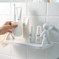 Étagères de rangement pour cosmétiques, étagère murale sans perçage, étagère adhésive, étagère de rangement, bibliothèque, porte-distributeur de savon pour salle de bain