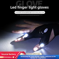 Lampe de poche LED Gants de pêche lumineux AA USB ABS Gants lumineux pour réparation d'urgence Pêche de nuit Support de téléphone