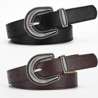 Cinturón para mujer, cinturones vintage, cinturón de PU para mujer, diseño de hebilla de metal intrincado, accesorio elegante para atuendos diarios retro y elegantes