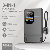 Chargeur portable magnétique OEM ODM 10000mAh, boîtier métallique fin 8,5 mm, charge sans fil Qi2 15W, charge rapide PD 20W avec support et LED
