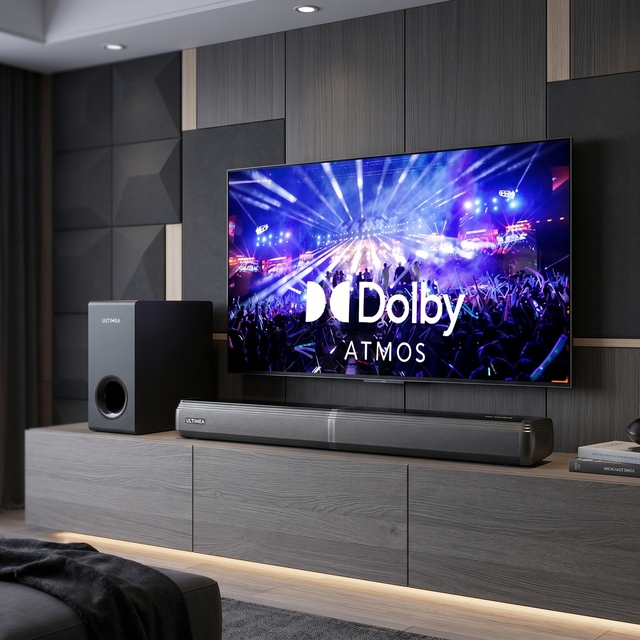 Lossless Audio 4.1CH 280W BassMX Wired Subwoofer HD in/eARC BT 5.3 3 EQ DSP Smart TV Dolby Atmos Soundbar