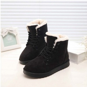 Haute qualité bout rond doublé en peluche chaud mi haut automne hiver Martin bottes chaussures pour femmes dame botte - Product Image 2