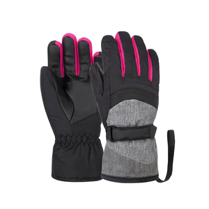 Gants de ski thermiques isolés 2026, doigts complets, noir, rose, gris, pour l'hiver, activités de plein air, ski alpin, unisexe, fermeture auto-agrippante - Product Image 1