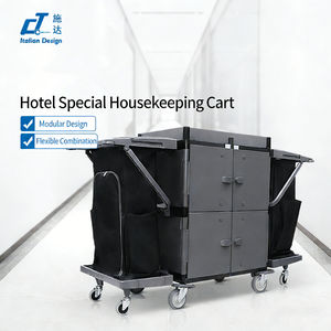 Chariot de Nettoyage d'Hôtel en Plastique Professionnel, Chariot de Ménage et de Service en Chambre sur Roues - Product Image 2