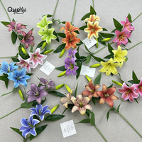 Lys artificiel à branche moyenne, vente en gros d'usine, fleur artificielle de haute qualité pour la décoration intérieure QYYN-676