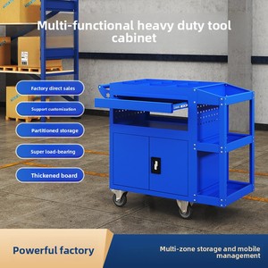 Carrito de Herramientas Móvil para Reparación de Automóviles, Gabinete de Reparación de Piezas de Hierro Multifuncional con Colgador Lateral, Color Azul - Product Image 3