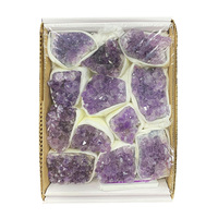 En gros haute qualité naturel cristal brut grappe améthyste grappe mixte cristal cluster boîte-cadeau