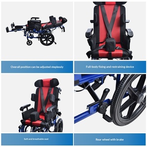 Sedia a Rotelle Manuale Ultraleggera in Alluminio per Bambini con Paralisi Cerebrale, Completamente Reclinabile e Pieghevole, Imbottita e <span class=keywords><strong>Portatile</strong></span> - Product Image 5