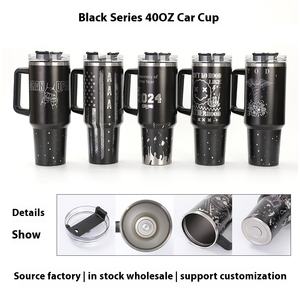 Bicchiere in acciaio inossidabile 304 di Natale da 40 once con coperchio inciso al Laser a doppia parete rivestito in oro con paglia calda fredda per il campeggio - Product Image 6