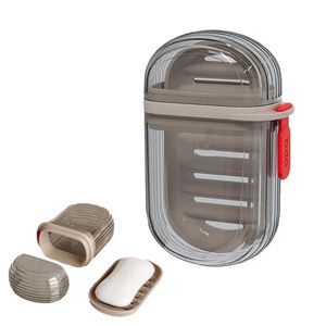 Boîte à savon de voyage avec couvercle scellé et drainable, petite savonnière portable pour voyage d'affaires, support de rangement pour savon, accessoires de salle de bain - Product Image 5