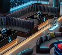 Ensemble de meubles de discothèque LED professionnels : canapé de banquet incurvé de luxe et table lumineuse avec logo personnalisé pour salon VIP