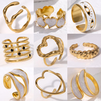 Cincin Terbuka Baja Tahan Karat Tidak Luntur, Anti Minyak, Trendi, Unisex, Minimalis, Gaya Keren, Grosir