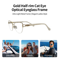 Montura de Gafas Ópticas de Ojo de Gato de Lujo para Mujer, Diseño Ligero con Lentes Anti-Luz Azul SHIAN SAO46 para Protección de Miopía