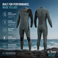 Combinaison de surf confortable en néoprène SCR de 3 mm avec tissu intérieur doux et très extensible pour les surfeurs