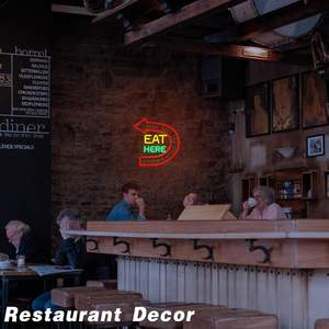 Letrero de Neón 'Come Aquí', Letrero Luminoso 'Comería Aquí Otra Vez', Letreros de Cocina, Decoración de Pared, Letrero LED de Comida para Restaurante - Product Image 6