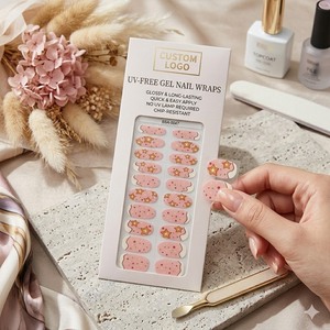 Envolturas de Uñas de Gel con Purpurina Rosa Pastel Brillante Estilo Francés, Resina Artesanal, Sin Rayos UV, con Servicio de Logotipo de Marca Personalizado y Maqueta - Product Image 1