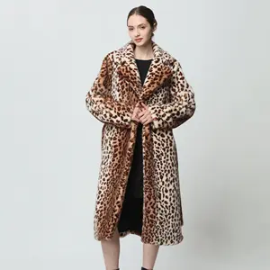 Luxury Best New Products Of 2023 Long Mink Leopard Fur Coat Sable Leopard Trench Fur Coats For Ladies