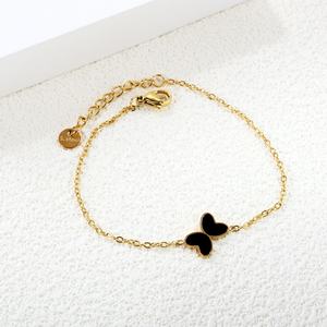 Pulseras Delicadas Personalizables con Cadena Chapada en Oro de 18K, Dijes de Joyería para Mujer, Venta al por Mayor, Pulsera de Acero Inoxidable con Concha y Mariposa - Product Image 3