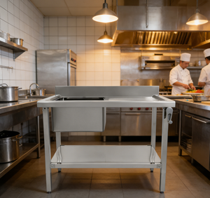 Adjustable Height <b>Work</b> <b>Table</b> Ergonomic <b>Work</b> <b>Table</b> With UIndershelf And Sink For Kitchen - Product Image 4